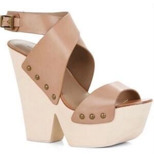 BCBGMaxAzria Wedge Platform Leather Sandal